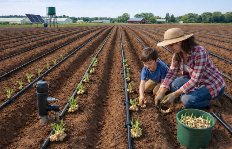 Farmers engaged in ginger sowing